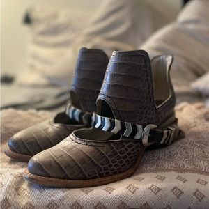 Sold Out Freebird by Steven Blade | Graphite Croco Slip-On Bootie